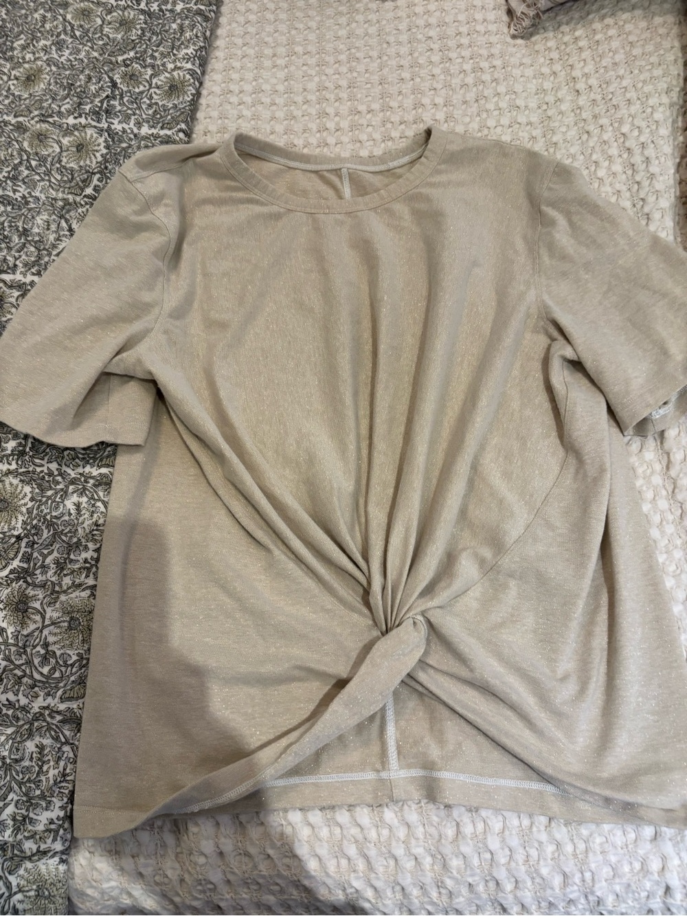 Lululemon Knot Front Short Sleeve Top — Beige Shimmer